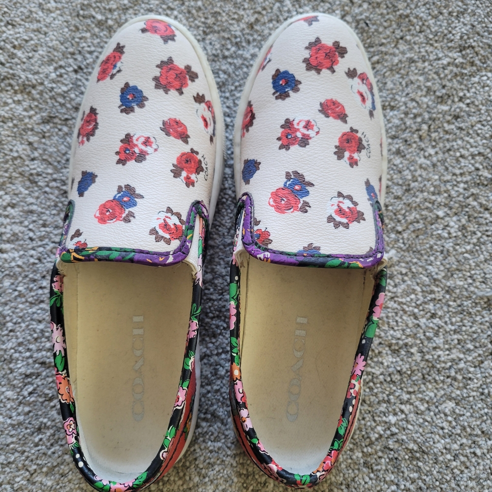 Coach Floral Slip-On Sneakers - White and Red